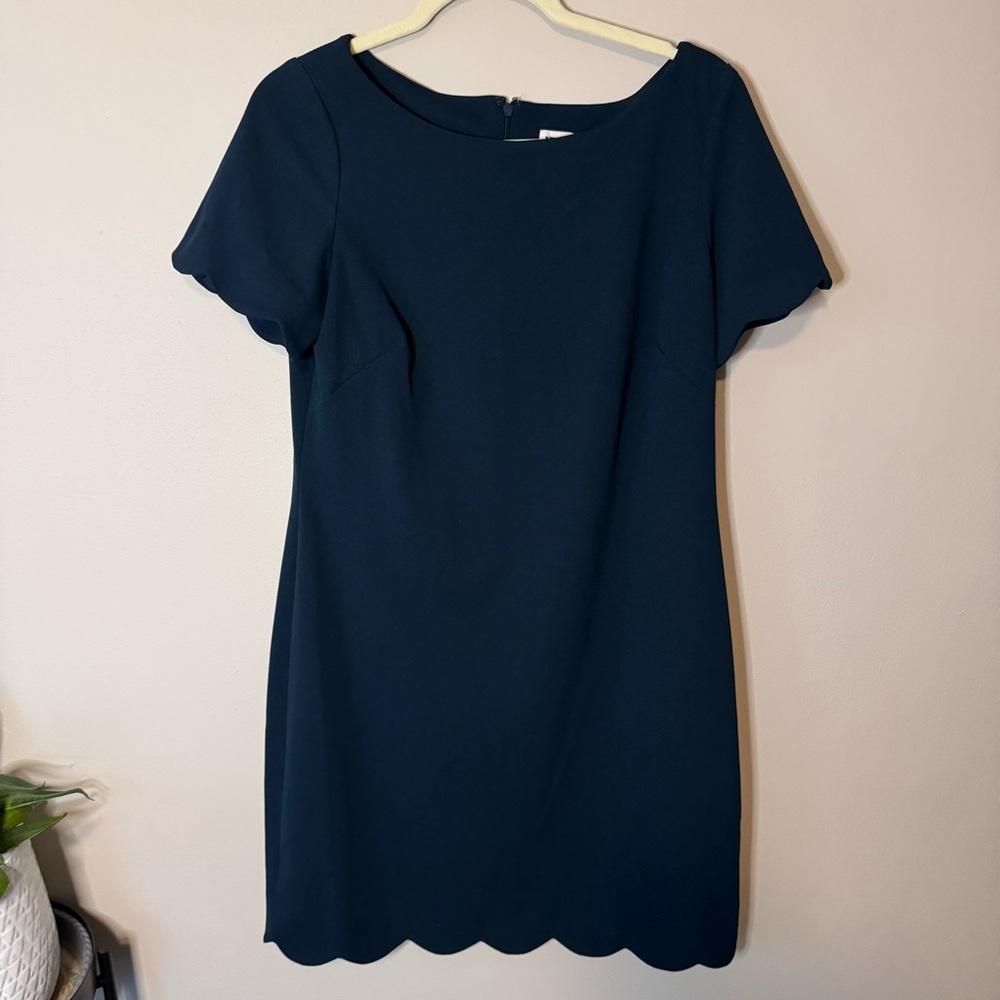 Anne Klein Dark Teal Scalloped Dress